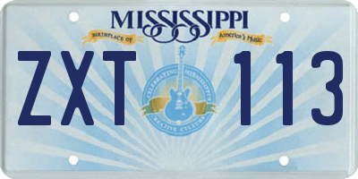 MS license plate ZXT113