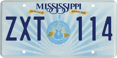 MS license plate ZXT114