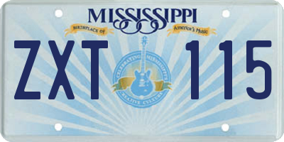 MS license plate ZXT115