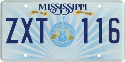 MS license plate ZXT116