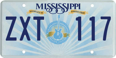 MS license plate ZXT117