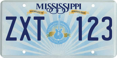 MS license plate ZXT123