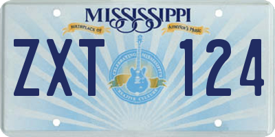 MS license plate ZXT124