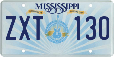 MS license plate ZXT130