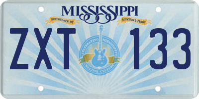 MS license plate ZXT133