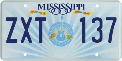 MS license plate ZXT137
