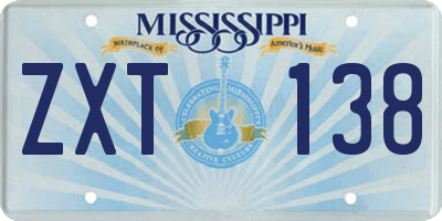 MS license plate ZXT138
