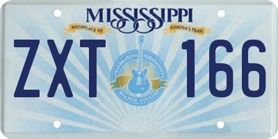 MS license plate ZXT166