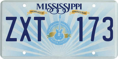 MS license plate ZXT173