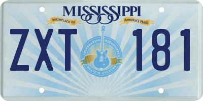 MS license plate ZXT181