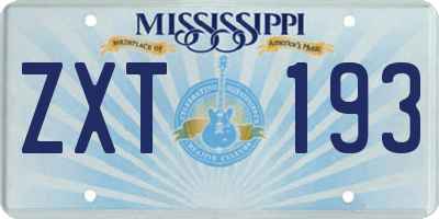 MS license plate ZXT193