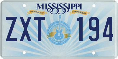 MS license plate ZXT194