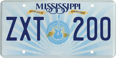MS license plate ZXT200