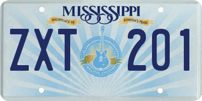 MS license plate ZXT201