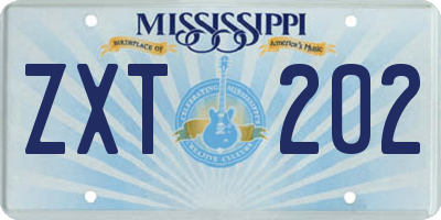 MS license plate ZXT202