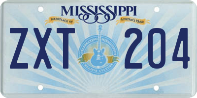 MS license plate ZXT204