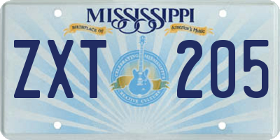 MS license plate ZXT205