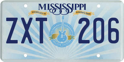 MS license plate ZXT206