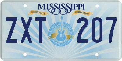MS license plate ZXT207