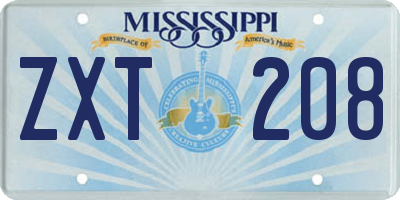 MS license plate ZXT208