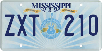 MS license plate ZXT210