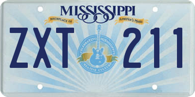MS license plate ZXT211