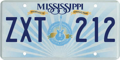MS license plate ZXT212