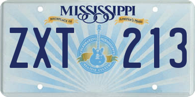 MS license plate ZXT213