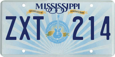 MS license plate ZXT214
