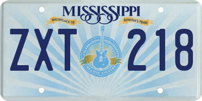 MS license plate ZXT218