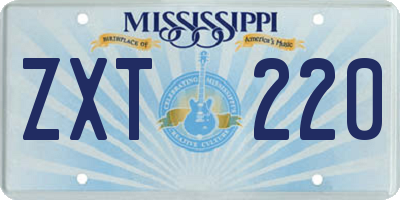 MS license plate ZXT220