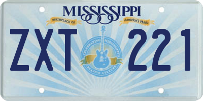 MS license plate ZXT221