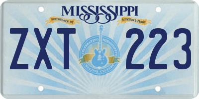 MS license plate ZXT223