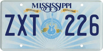 MS license plate ZXT226