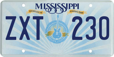 MS license plate ZXT230