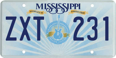 MS license plate ZXT231