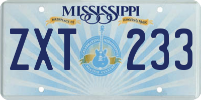 MS license plate ZXT233