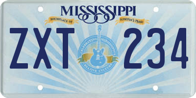 MS license plate ZXT234