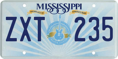 MS license plate ZXT235