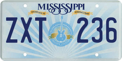 MS license plate ZXT236