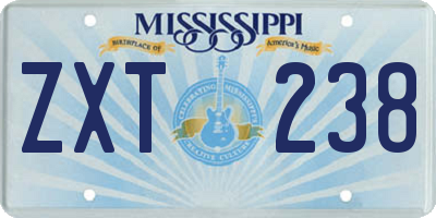 MS license plate ZXT238