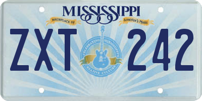 MS license plate ZXT242