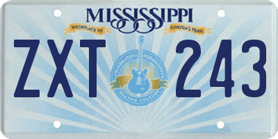 MS license plate ZXT243