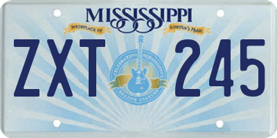 MS license plate ZXT245