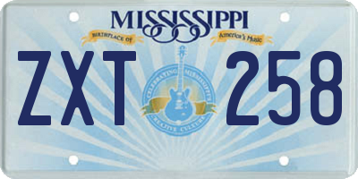 MS license plate ZXT258