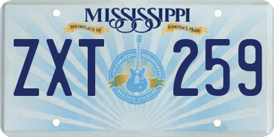 MS license plate ZXT259