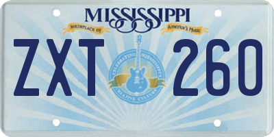 MS license plate ZXT260
