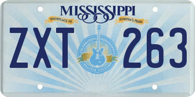 MS license plate ZXT263