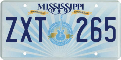 MS license plate ZXT265