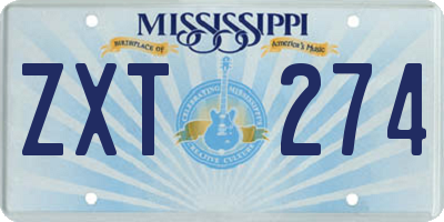 MS license plate ZXT274